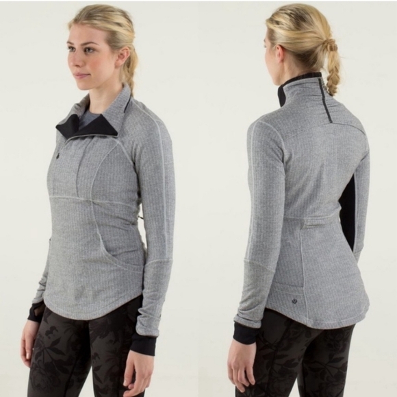 Lululemon Base Runner 1/2 Zip Heathered Herringbone Jacket Size 12 - Picture 9 of 13